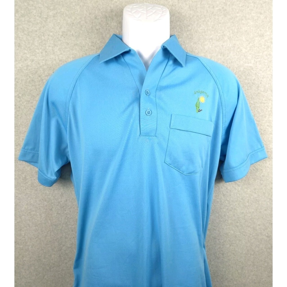 Vintage Palmland Mens Polo Shirt Short Sleeve Medium Embroidered Cactus Blue New